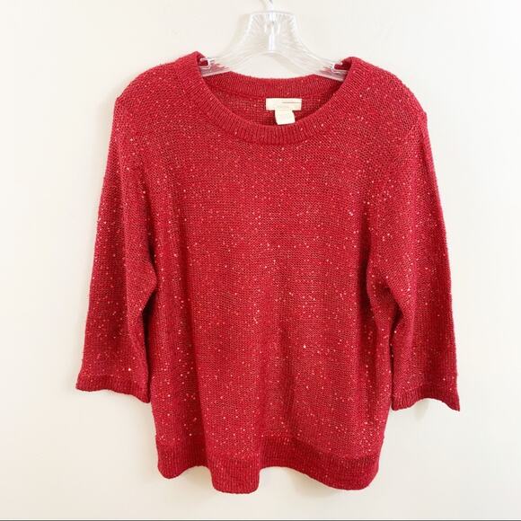 Vintage Red Sequin Crewneck Sweater Size L - Picture 1 of 3